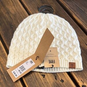 Frye Off-White Cable Knit Beanie